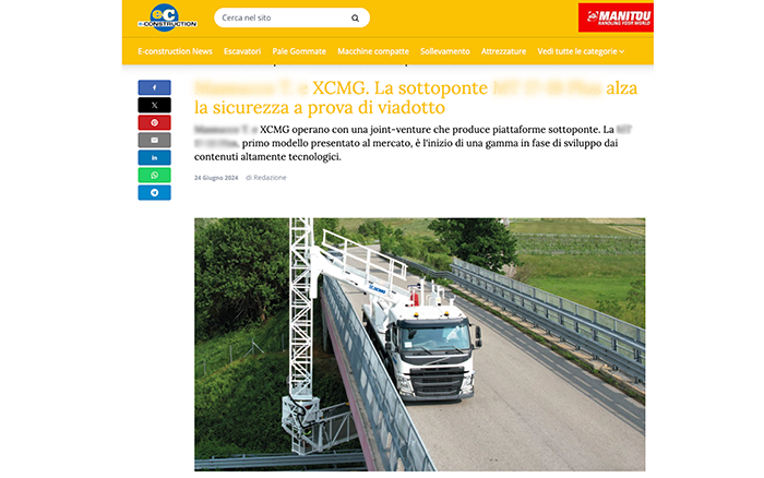 欧洲媒体e-CONSTRUCTION点赞币游桥梁检测车